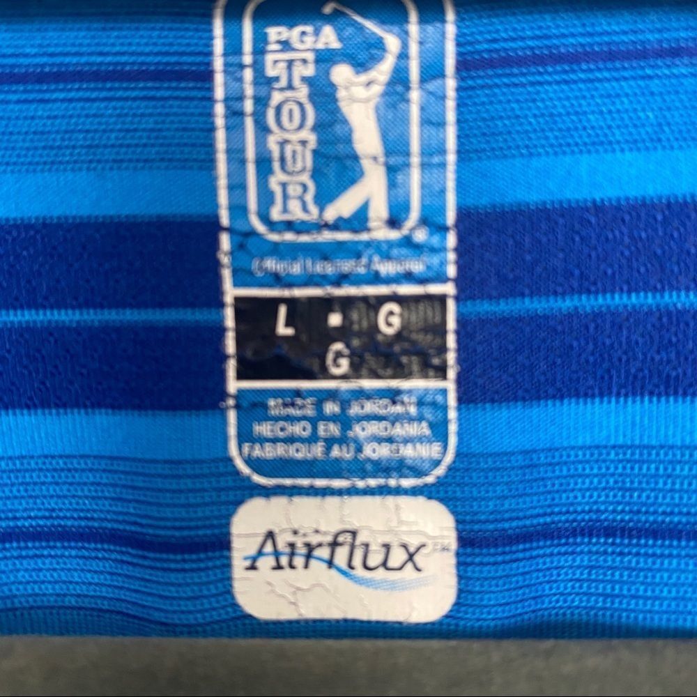 PGA Tour Blue striped golf shirt. - Picture 3 of 4